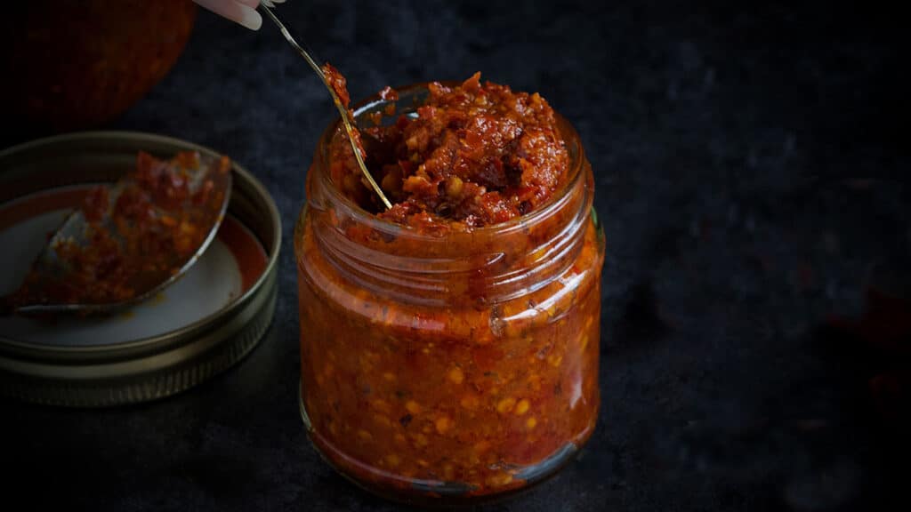African Red Dip with Shrimp (Ata Sauce with Shrimp)
