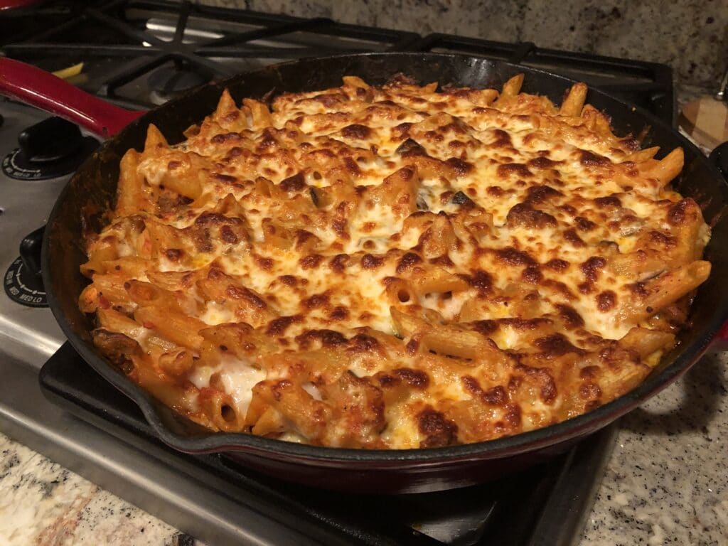 Penne with Sausage & Eggplant Bolognese