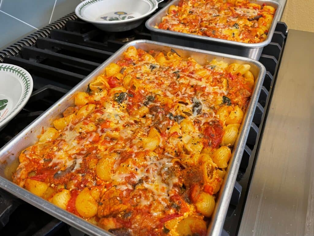 Baked Conchiglioni with Pork and Mushroom Sauce