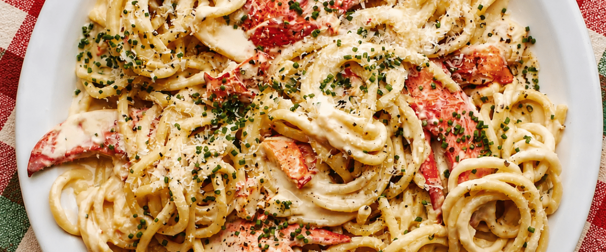 Lobster Bucatini with Garlic, White Wine & Tomato