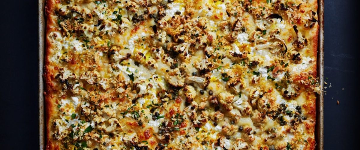 Roasted Cauliflower and Ricotta Grandma Pie